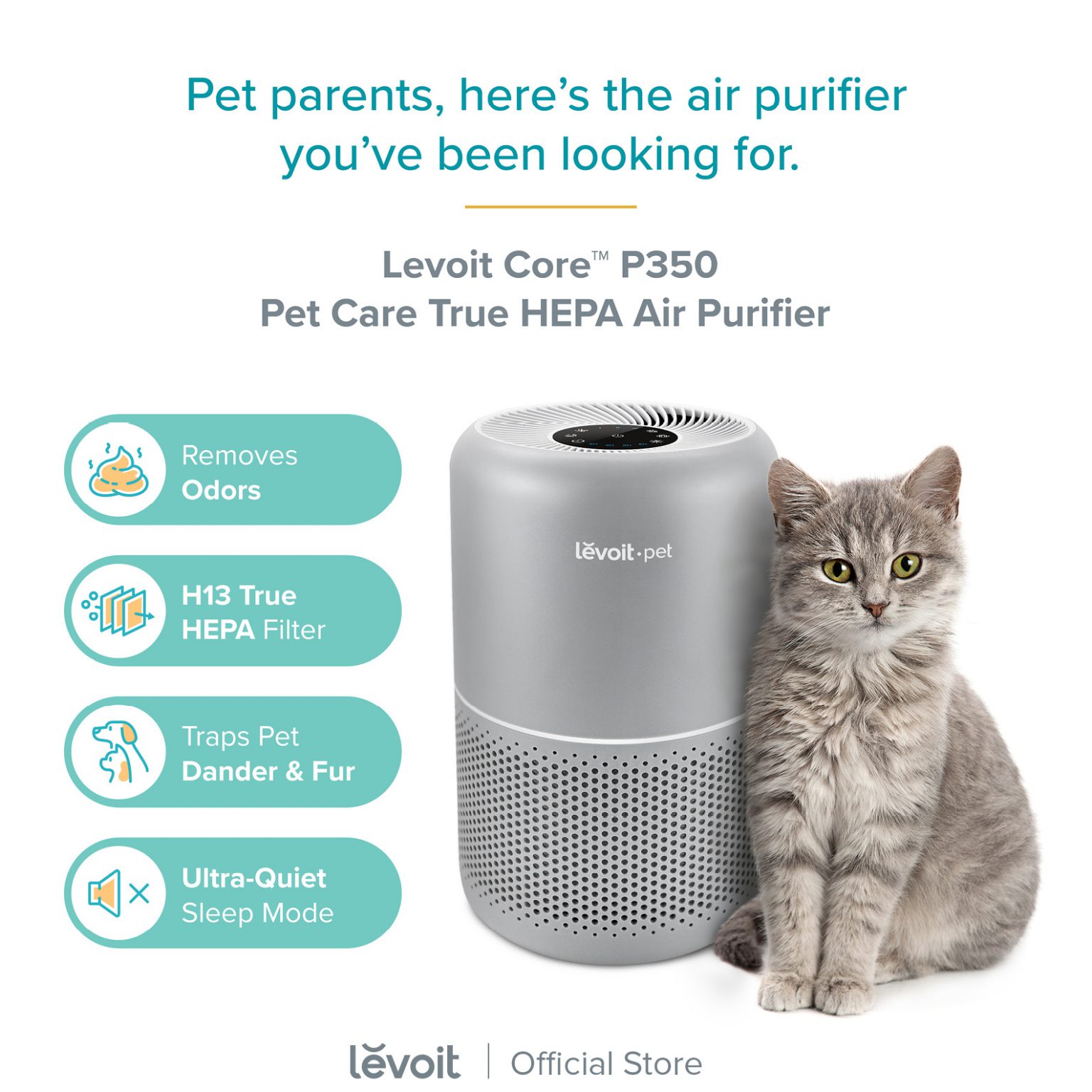 Levoit Core P350 Pet Care Air Purifier Effective Area 40 m² H13 True